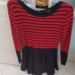 Express Sweater Dress Sz M Red and Black Stripe